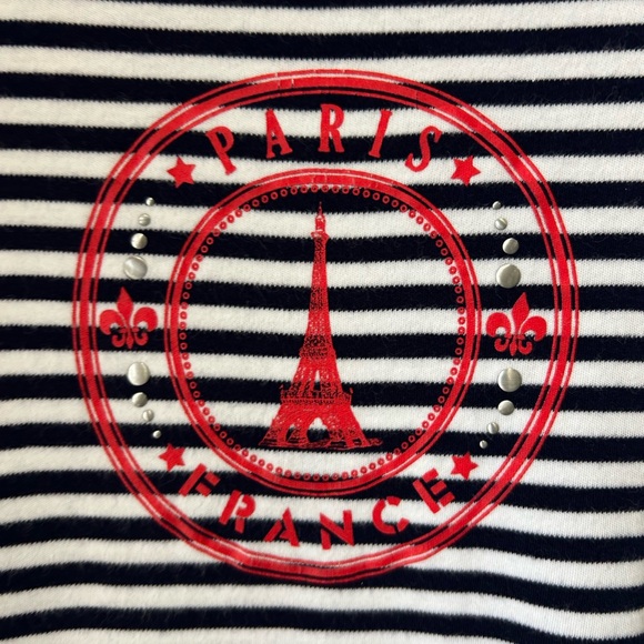 Kim Rogers Black and White 3/4 Sleeve T-Shirt “Paris” - Picture 3 of 4